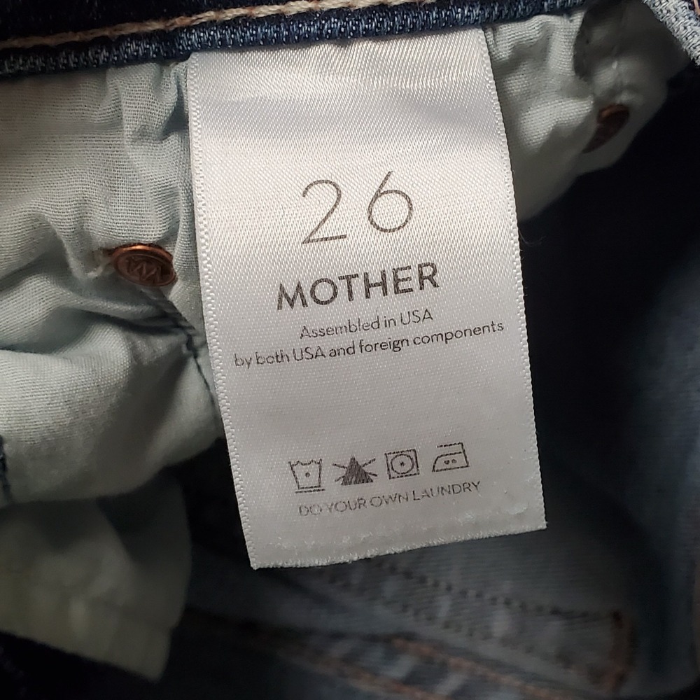 Mother Jeans Womens Insider Cropped Straight Fray Jeans Size 26 Blue Whiskered - Picture 4 of 14